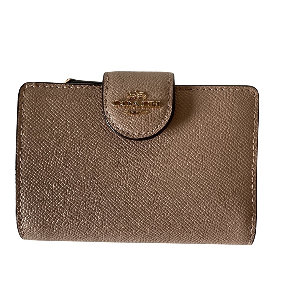 Coach Medium Corner Taupe Zip Wallet